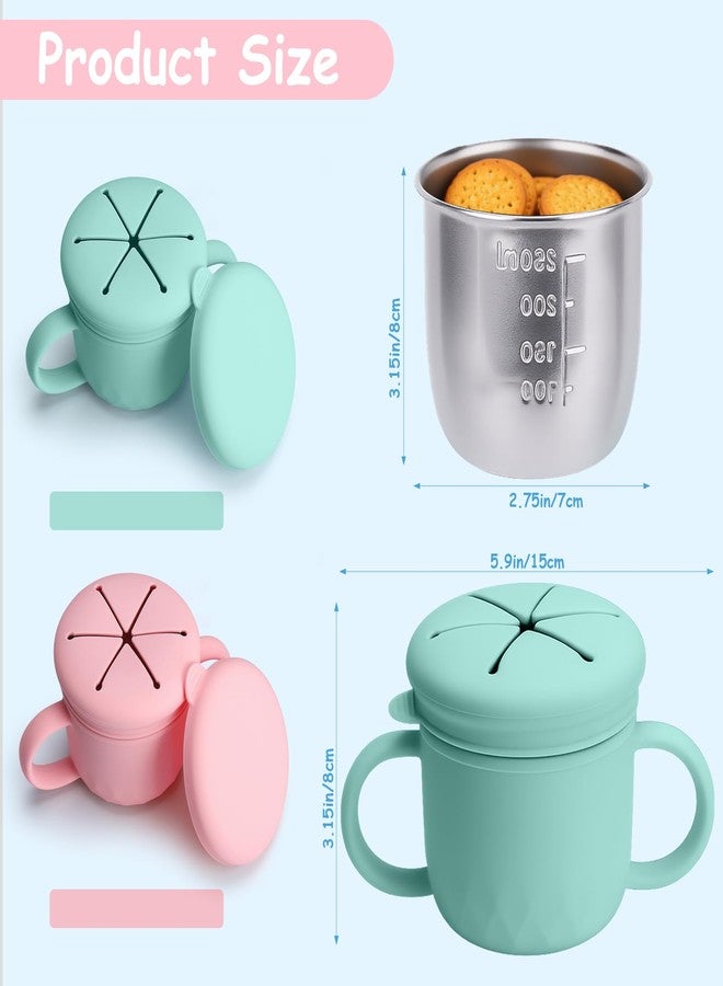 Ubisye Snack Cups for Toddlers Spill Proof, Stainless Steel Snack Containers for Kids, Reusable Toddler Snack Containers with Lid & Handle, Baby Snack Cups, Dishwasher Safe 2 Pack - Image 2